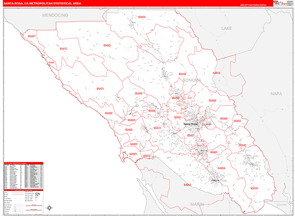 Santa Rosa Metro Area Wall Map